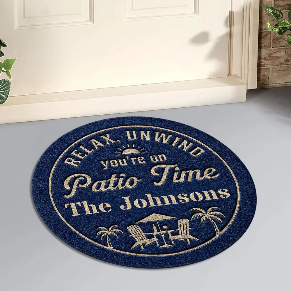 Personalized Relax & Unwind Shaped Doormat, Patio Chair Design, Unique Gift for Family Home