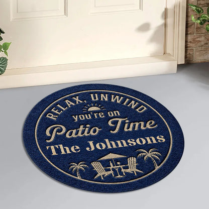 Personalized Relax & Unwind Shaped Doormat, Patio Chair Design, Unique Gift for Family Home