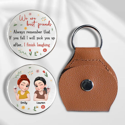 Personalized Pocket Hug with Cartoon Friends, Unique Keepsake Gift for Friend, Funny Floral Quote
