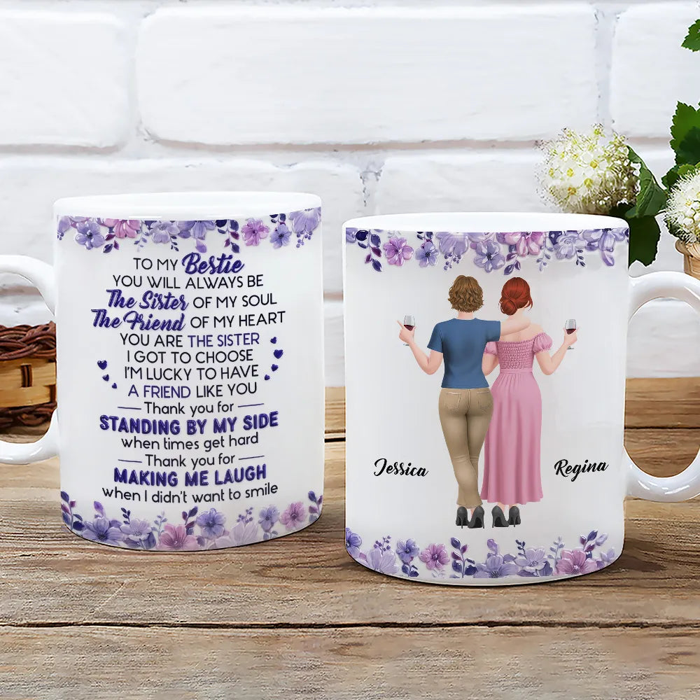 Custom Mug For Soul Sister, Two Friends Arm In Arm Design, Creative Gift For Coffee & Tea Moments