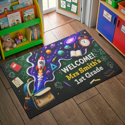 Personalized Standard Doormat, Space Adventure Classroom Welcome, Unique Teacher Gift for School Entry