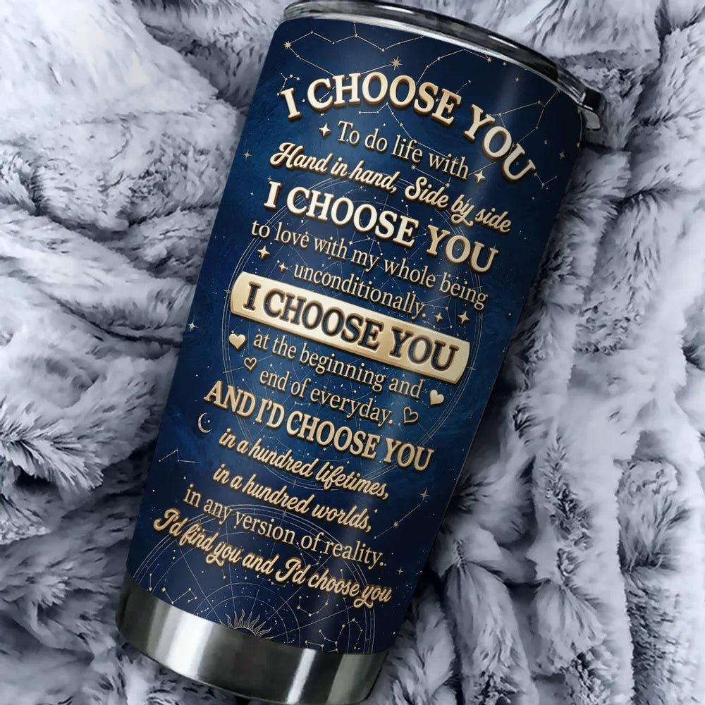 Personalized Insulated Travel Tumbler for Wife, Starry Holding Hands Design, Unique Creative Gift