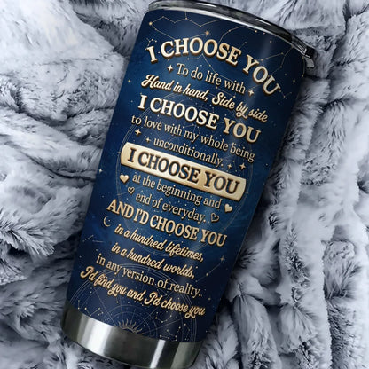 Personalized Insulated Travel Tumbler for Wife, Starry Holding Hands Design, Unique Creative Gift