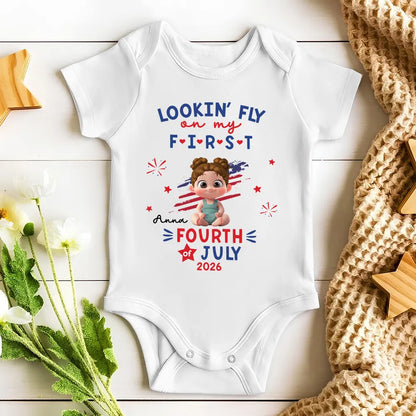 Personalized Baby Onesie, First Fourth Of July Outfit With Cute Patriotic Print, Unique Baby Gift