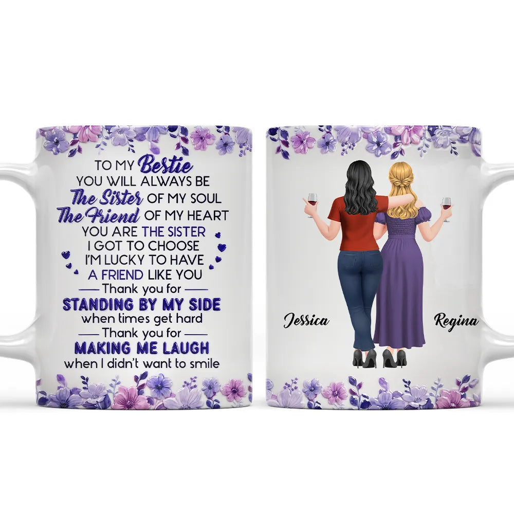 Custom Mug For Soul Sister, Two Friends Arm In Arm Design, Creative Gift For Coffee & Tea Moments