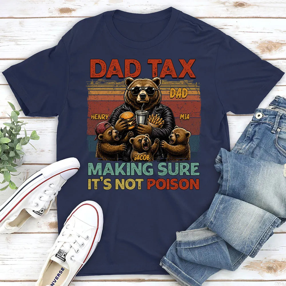 Personalized Classic Tee, Vintage Dad Tax Bear Snack Testing Design, Unique Gift for Dad
