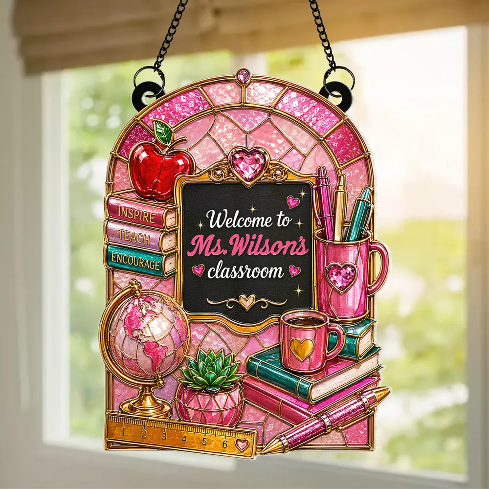 Personalized Acrylic Suncatcher Ornament for Teacher, Classroom Window Decor, Unique Teacher Gift