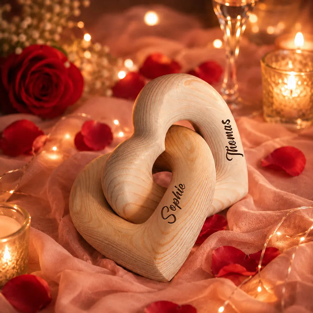 Personalized Engraved Infinity Heart Sculpture, Unique Creative Gift for Couple, Warm Neutral Decor