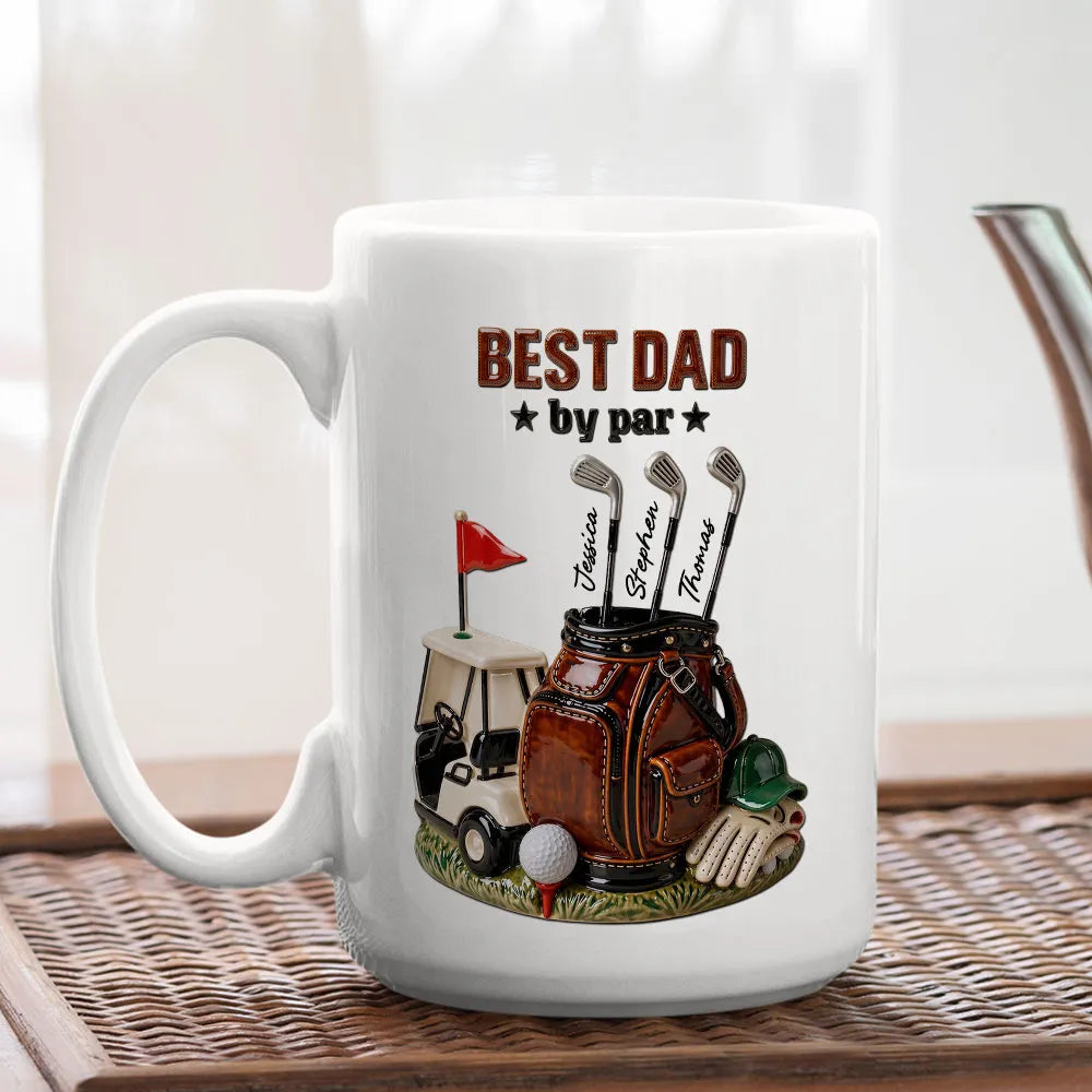 Personalized Ceramic Mug with Dad by Par Golf Art, Unique Creative Gift for Dad