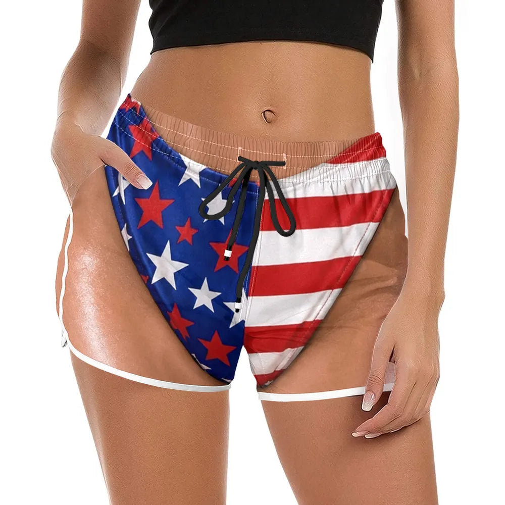 Personalized Men's Beach Shorts with Funny American Flag Print, Creative Gift for Boyfriend or Husband