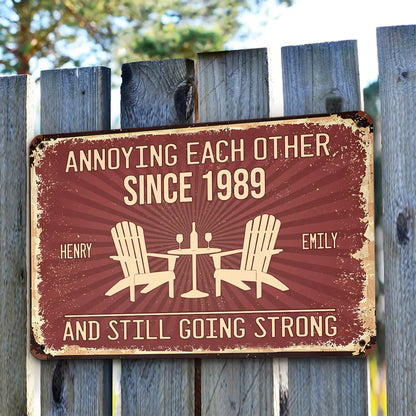 Personalized Rectangular Iron Sign, Vintage Couple Humor With Adirondack Chairs, Unique Gift for Couple