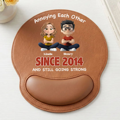Personalized Wrist Rest Mouse Pad With Cute Sitting Couple, Unique Creative Gift For Couples