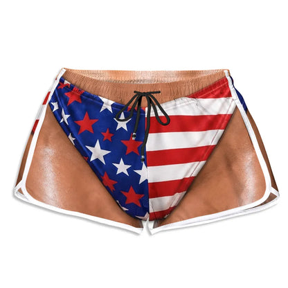 Personalized Men's Beach Shorts with Funny American Flag Print, Creative Gift for Boyfriend or Husband