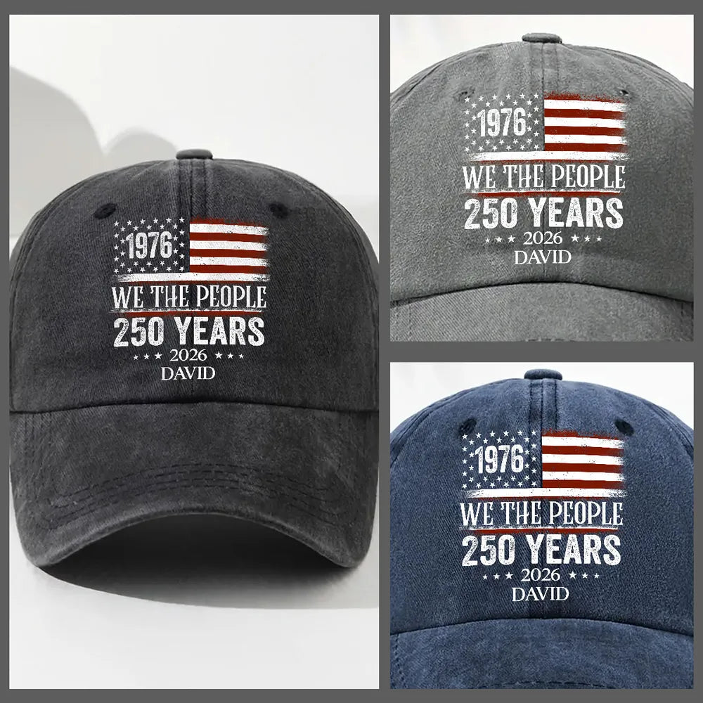 We The People - Personalized Custom Vintage Washed Denim Cap