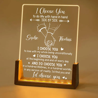 Personalized LED Light Frame, I Choose You Holding Hands Design, Unique Creative Gift for Partner