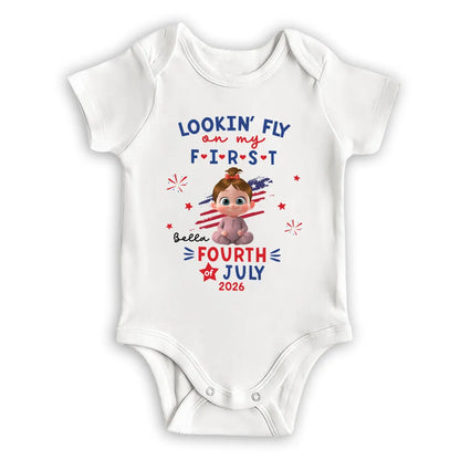Personalized Baby Onesie, First Fourth Of July Outfit With Cute Patriotic Print, Unique Baby Gift