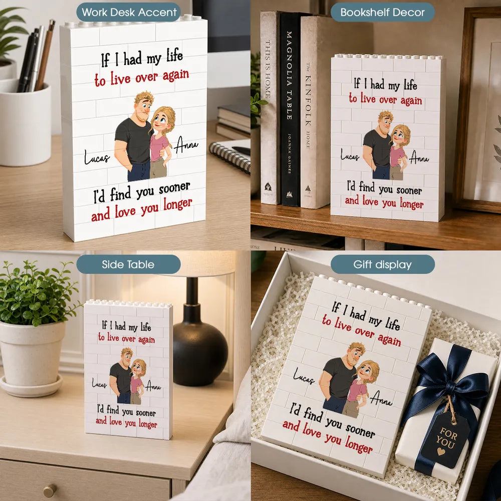 Personalized Building Brick Puzzle With Romantic Couple Art, Unique Creative Gift For Partner