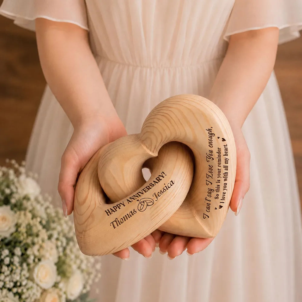 Personalized Engraved Infinity Heart Sculpture, Unique Happy Anniversary Gift for Couples