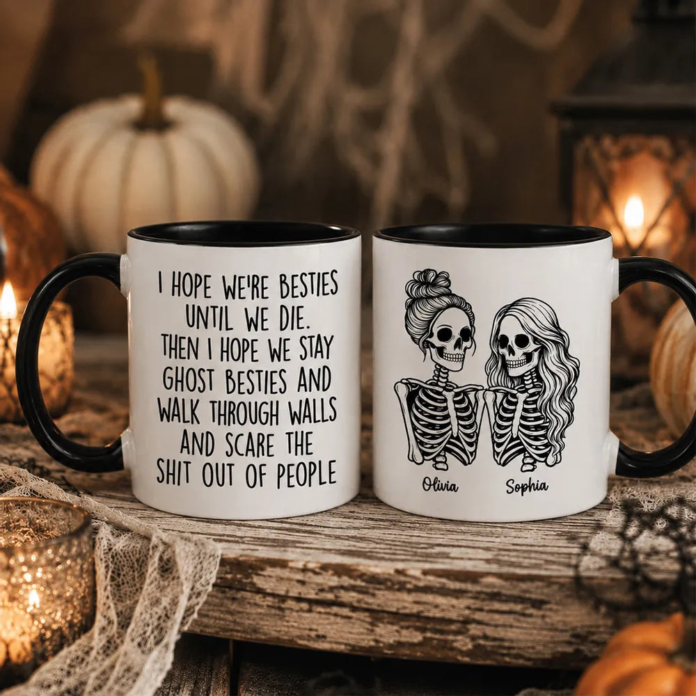 Funny Friendship Mug With Custom Ghost Friends Quote, Unique Creative Gift For Coworker
