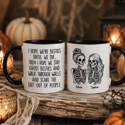 Funny Friendship Mug With Custom Ghost Friends Quote, Unique Creative Gift For Coworker