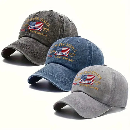 Washed Denim Baseball Cap with American Flag Design, Personalized Creative Gift for Dad, Husband & Friend