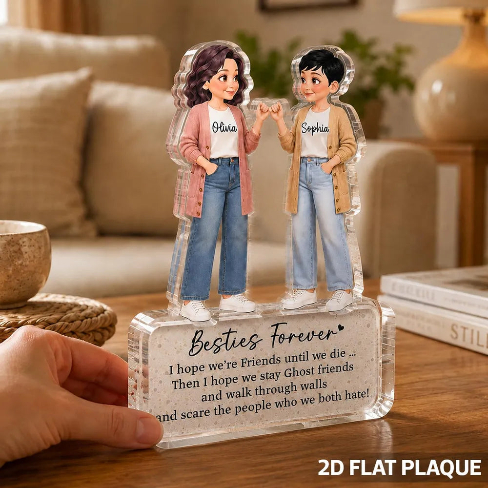 Besties Forever Personalized Acrylic Block Plaque, Pinky Promise Friendship Decor, Unique Gift for Friend