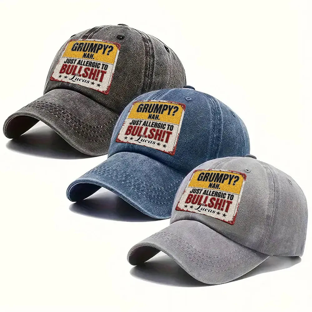 Washed Denim Baseball Cap With Custom Vintage Look, Funny Everyday Gift For Someone With A Dry Sense Of Humor