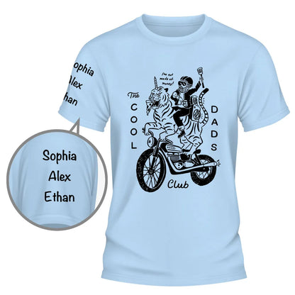 Personalized Dual Print Classic Tee, Cool Dads Club Motorcycle Graphic, Unique Gift for Dad