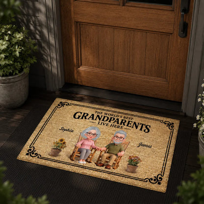 Personalized Standard Doormat, Grandparents Live Here Design, Unique Gift for Grandma & Grandpa