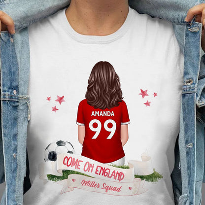Personalized England Soccer Fan Classic Tee, Player Back View Design, Unique Gift for Family Match Days