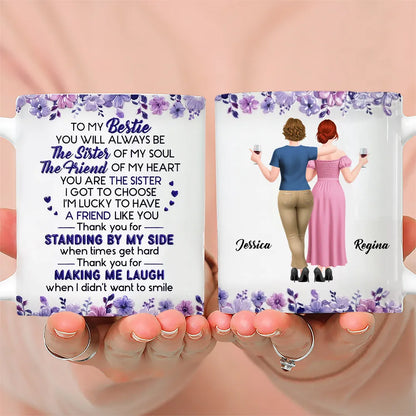 Custom Mug For Soul Sister, Two Friends Arm In Arm Design, Creative Gift For Coffee & Tea Moments