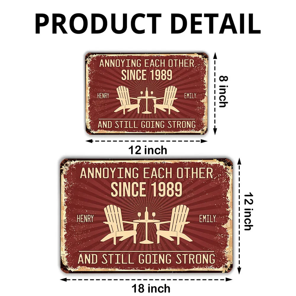 Personalized Rectangular Iron Sign, Vintage Couple Humor With Adirondack Chairs, Unique Gift for Couple
