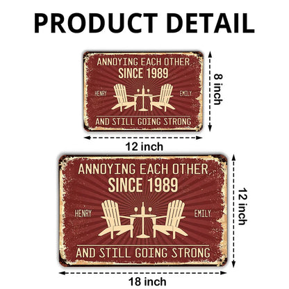 Personalized Rectangular Iron Sign, Vintage Couple Humor With Adirondack Chairs, Unique Gift for Couple