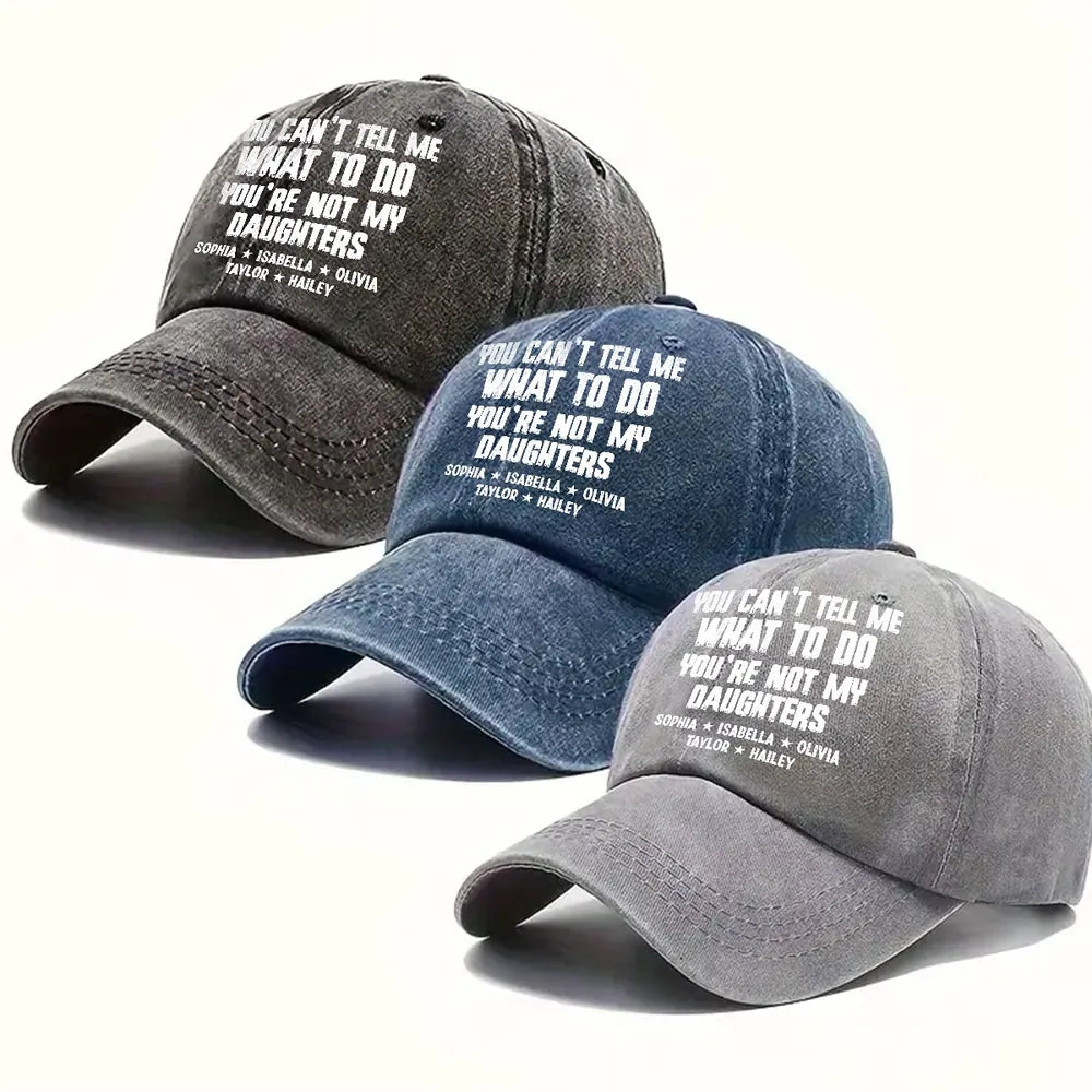 Personalized Washed Denim Baseball Cap, Custom Funny Quote, Unique Creative Gift for Grandparents