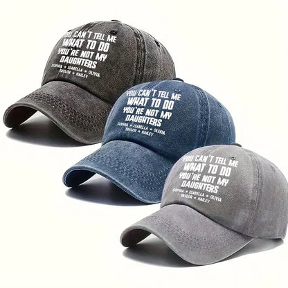 Personalized Washed Denim Baseball Cap, Custom Funny Quote, Unique Creative Gift for Grandparents
