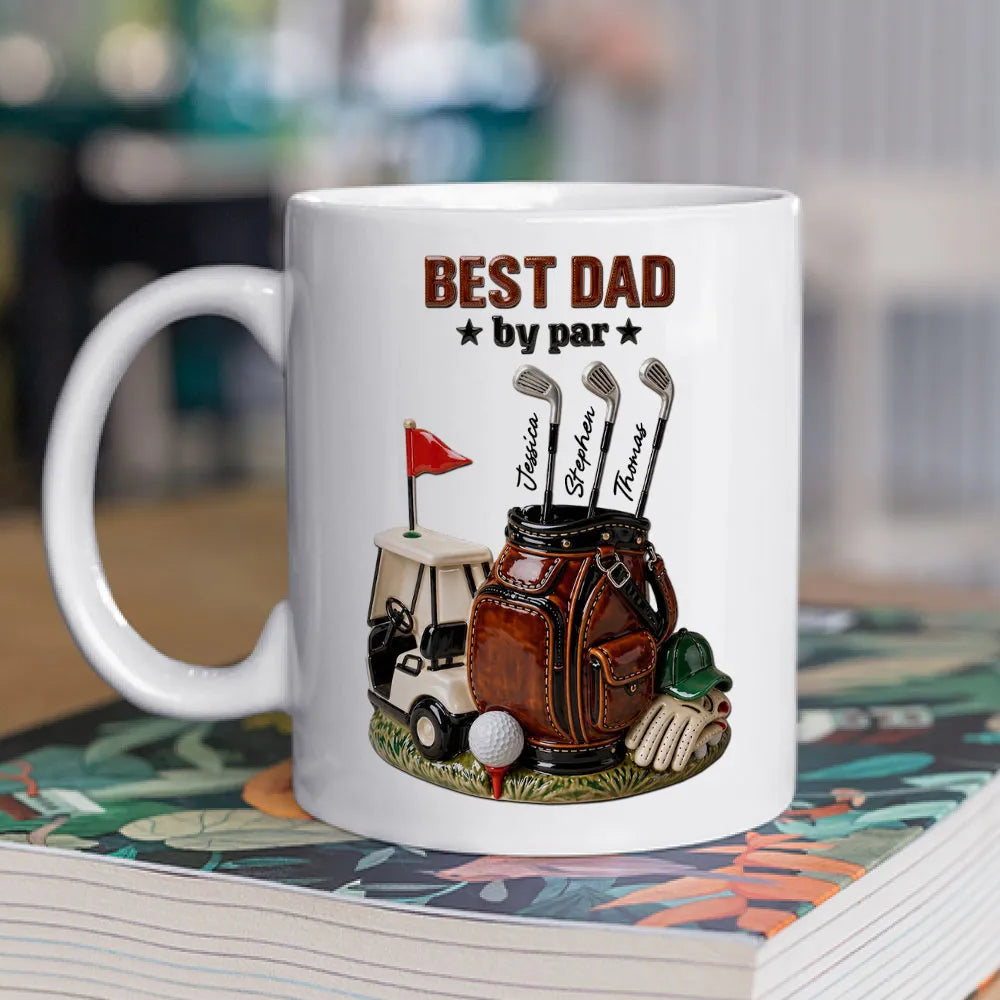 Personalized Ceramic Mug with Dad by Par Golf Art, Unique Creative Gift for Dad