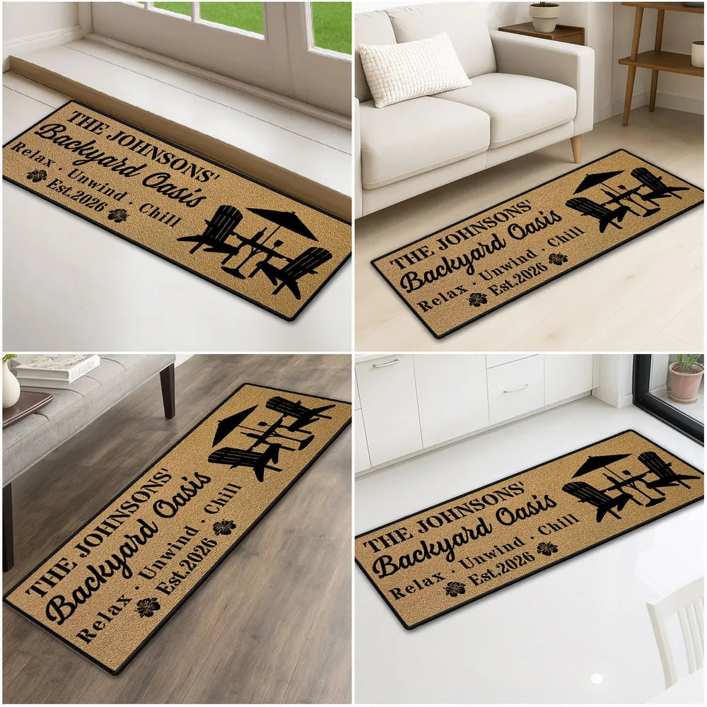 Personalized Standard Doormat with Relax Unwind Chill Patio Design, Creative Gift for Outdoor Entryway
