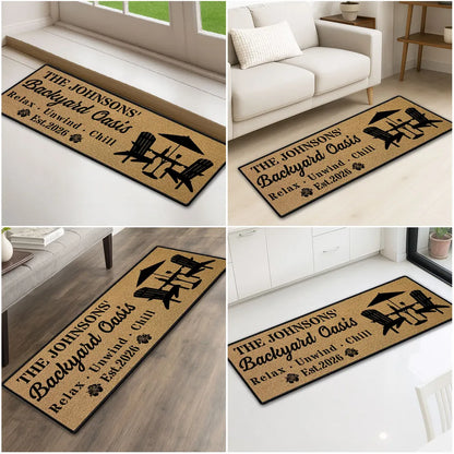 Personalized Standard Doormat with Relax Unwind Chill Patio Design, Creative Gift for Outdoor Entryway
