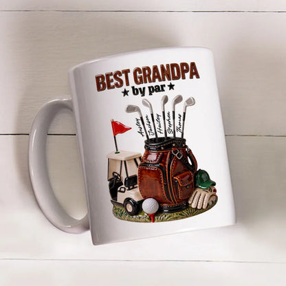Personalized Ceramic Mug with Dad by Par Golf Art, Unique Creative Gift for Dad