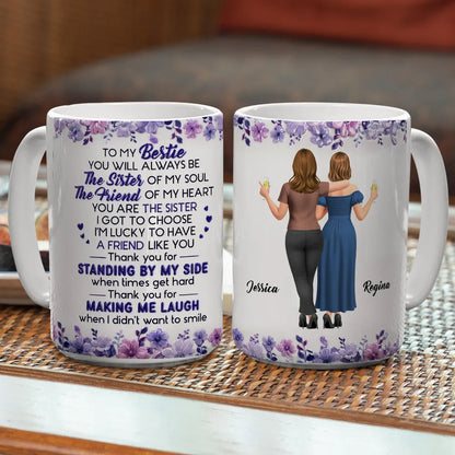 Custom Mug For Soul Sister, Two Friends Arm In Arm Design, Creative Gift For Coffee & Tea Moments