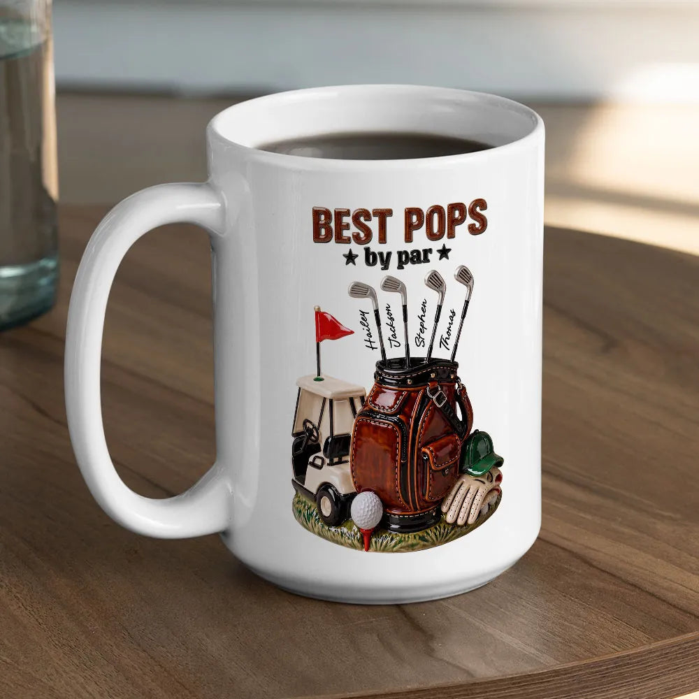 Personalized Ceramic Mug with Dad by Par Golf Art, Unique Creative Gift for Dad
