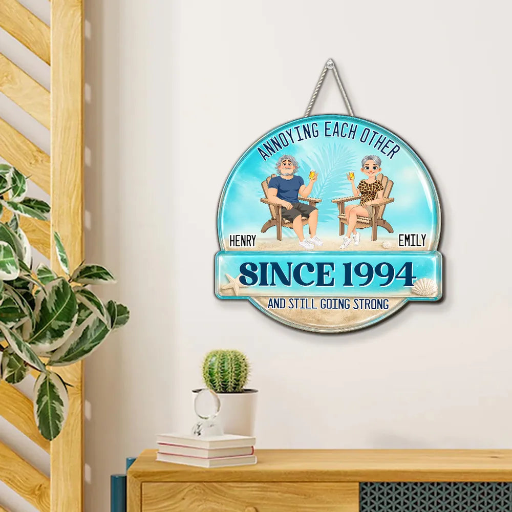 Personalized Wooden Sign, Annoying Each Other Beach Couple Design, Unique Gift for Couples