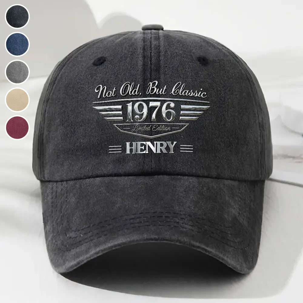 Old But Gold Washed Denim Baseball Cap, Custom Not Old But Classic Creative Gift for Dad