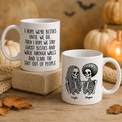 Funny Friendship Mug With Custom Ghost Friends Quote, Unique Creative Gift For Coworker