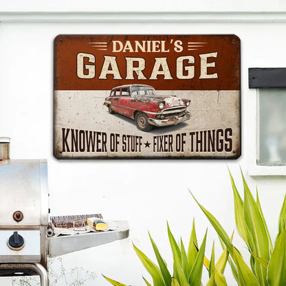 Custom Rectangular Iron Sign, Knower of Stuff Garage Decor, Creative Gift for Car Enthusiast