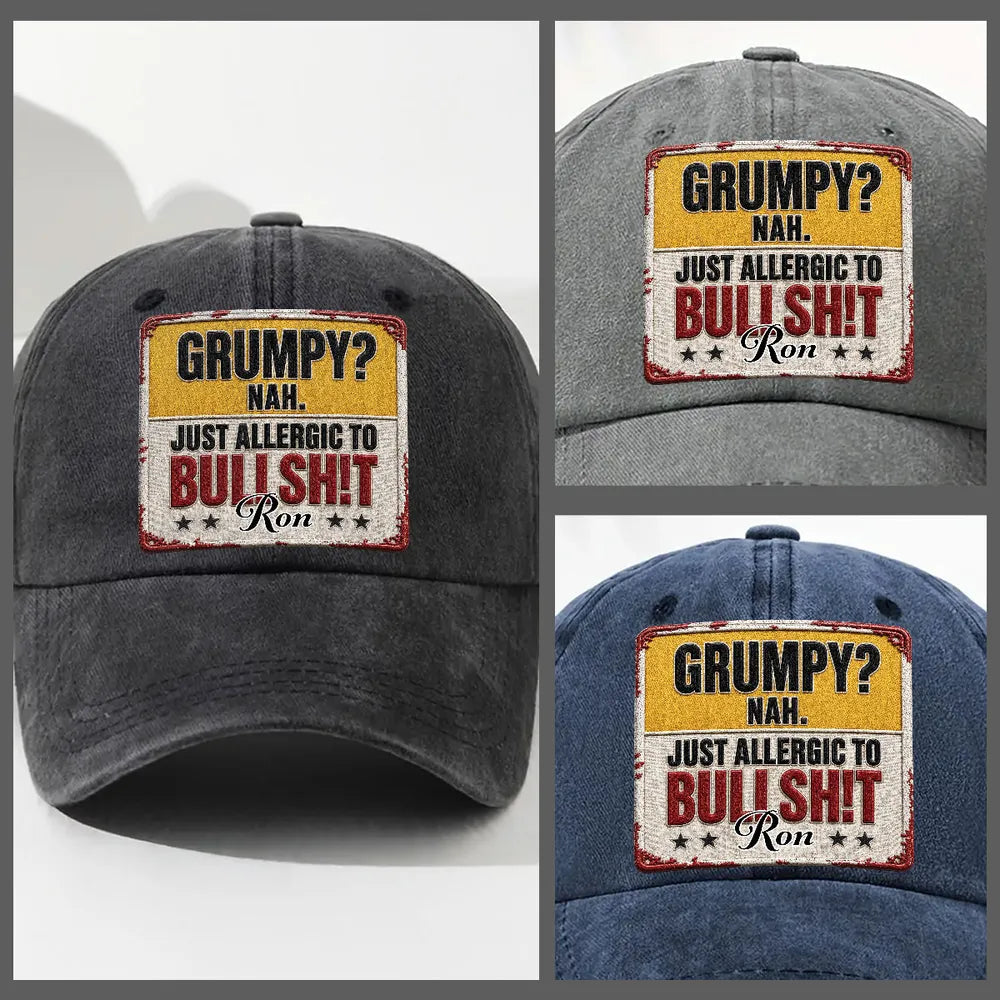 Washed Denim Baseball Cap With Custom Vintage Look, Funny Everyday Gift For Someone With A Dry Sense Of Humor