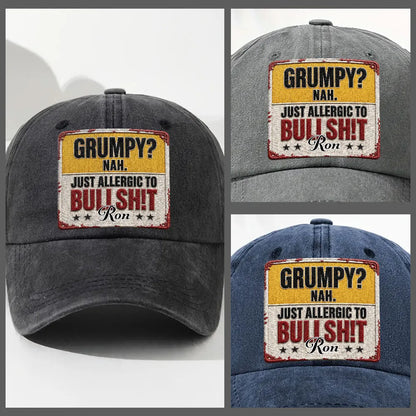 Washed Denim Baseball Cap With Custom Vintage Look, Funny Everyday Gift For Someone With A Dry Sense Of Humor