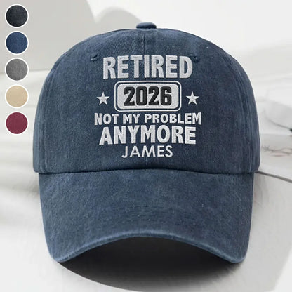 Personalized Washed Denim Baseball Cap, Funny Retired Quote, Unique Creative Gift for Retiree