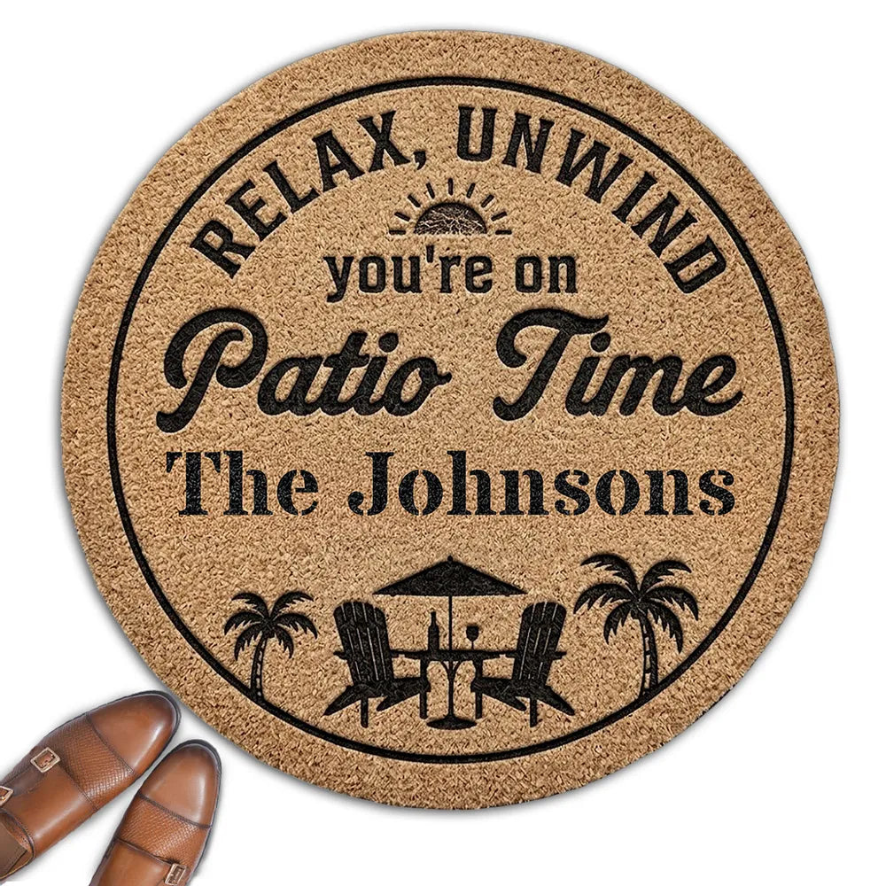 Personalized Relax & Unwind Shaped Doormat, Patio Chair Design, Unique Gift for Family Home