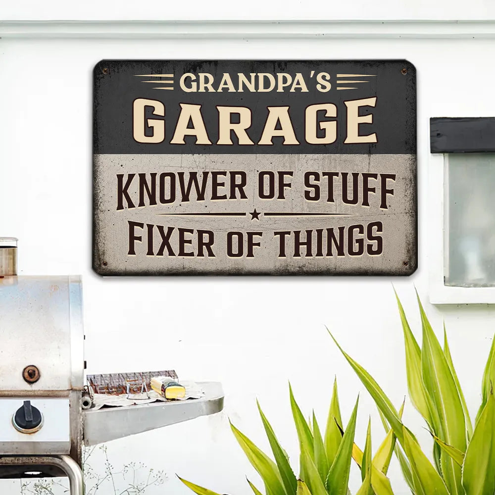 Custom Iron Sign For Garage Or Workshop, Fixer Of Things Quote, Unique Gift For A Handyman